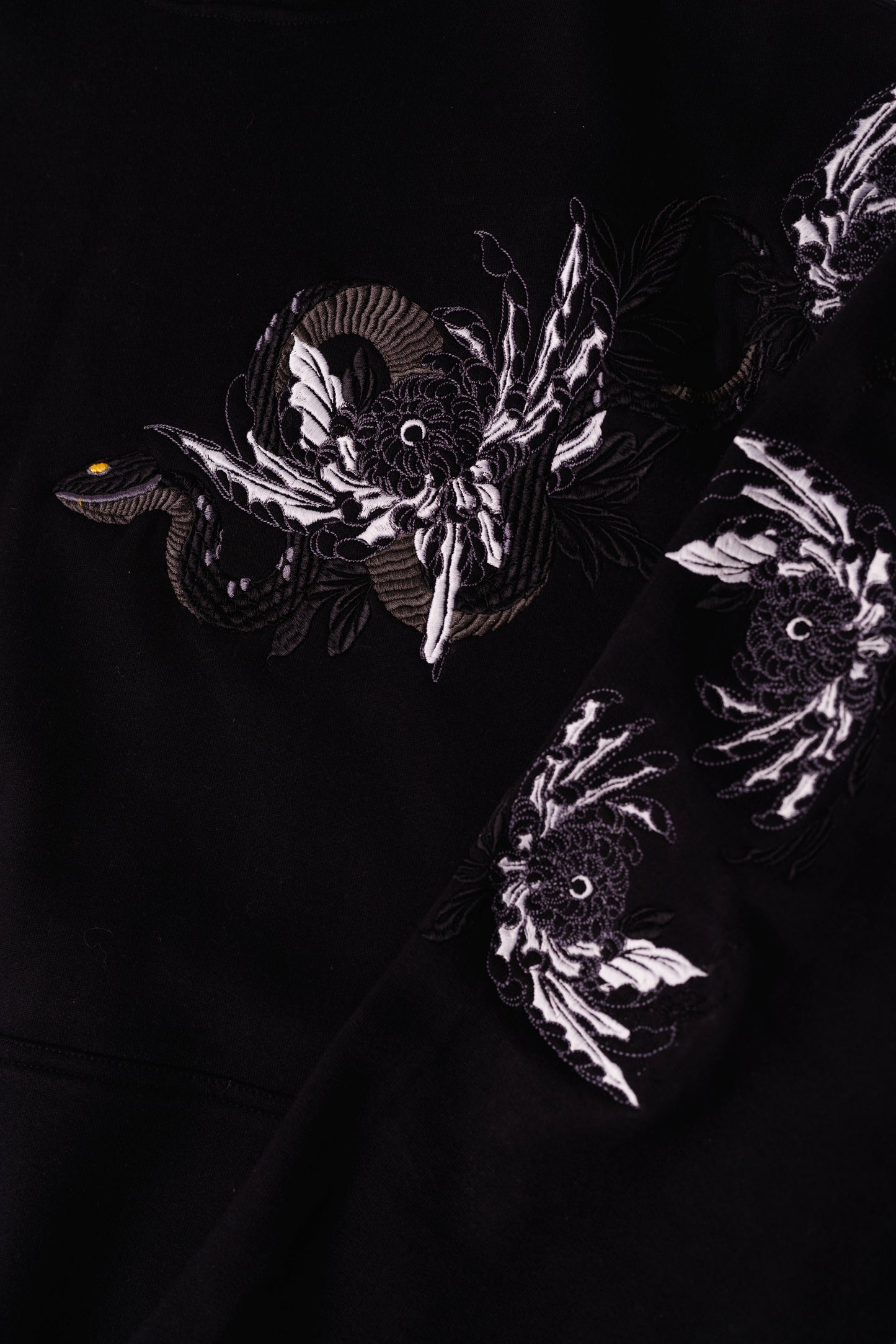 Black Mamba Embroidered Heavy Hoodie