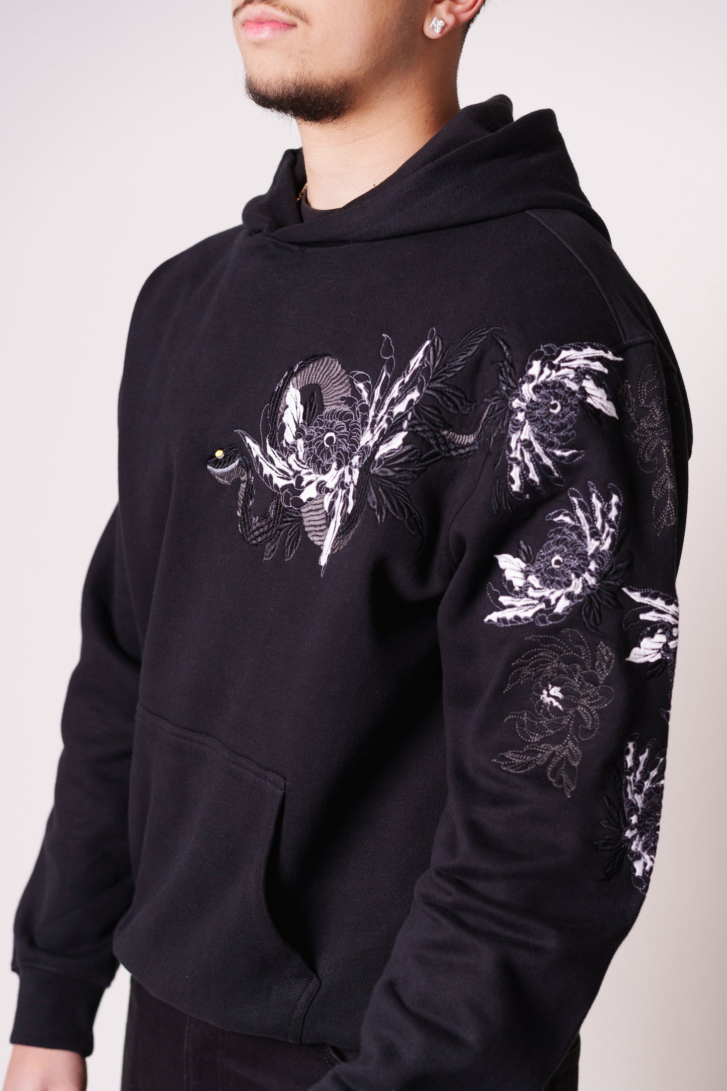 Black Mamba Embroidered Heavy Hoodie