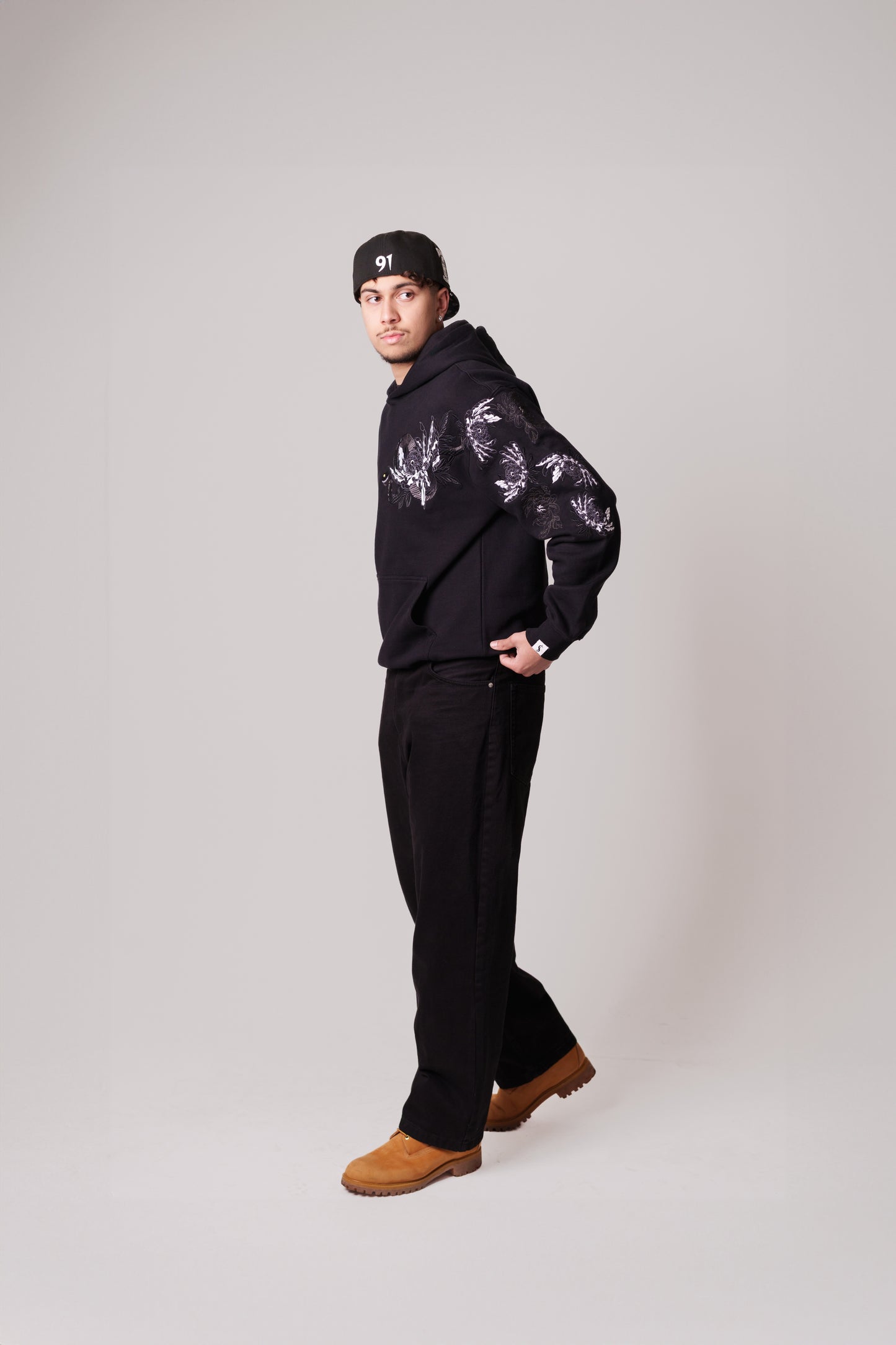 Black Mamba Embroidered Heavy Hoodie
