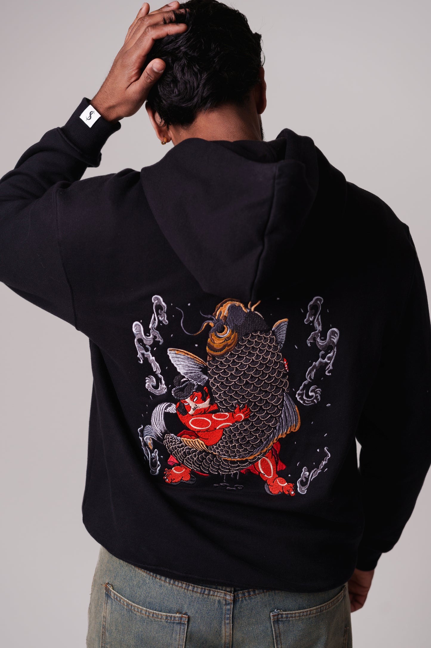 Kintaro vs Great Carp Embroidered Heavy Hoodie