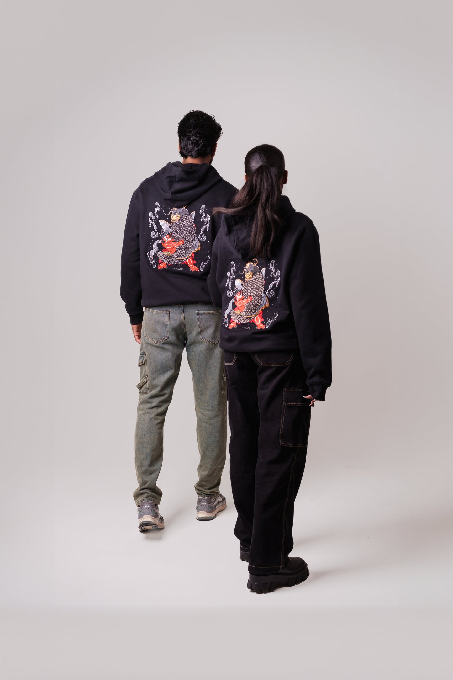Kintaro vs Great Carp Embroidered Heavy Hoodie