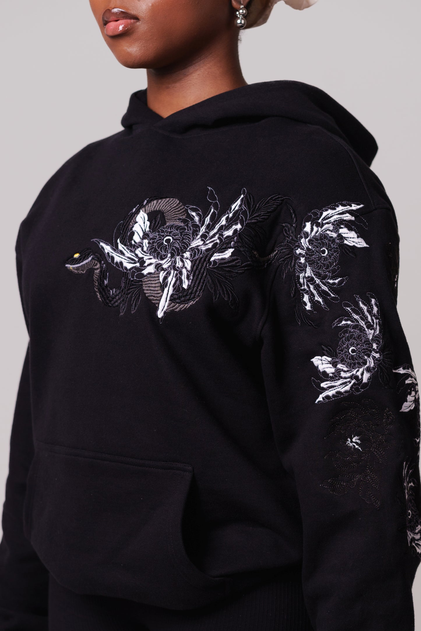 Black Mamba Embroidered Heavy Hoodie