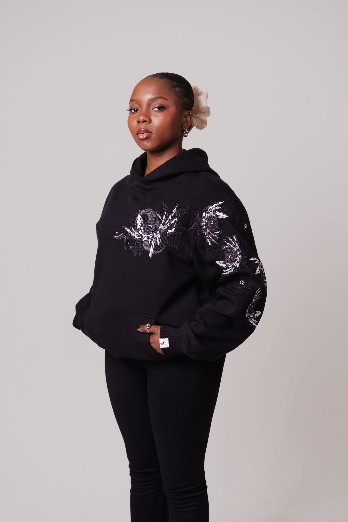 Black Mamba Embroidered Heavy Hoodie
