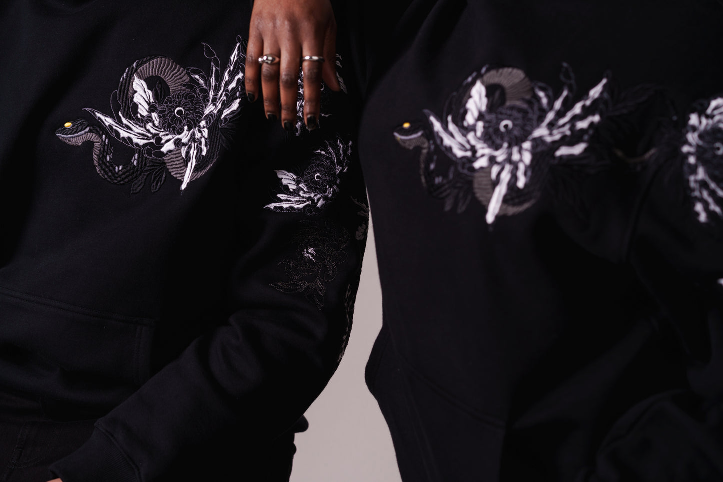 Black Mamba Embroidered Heavy Hoodie