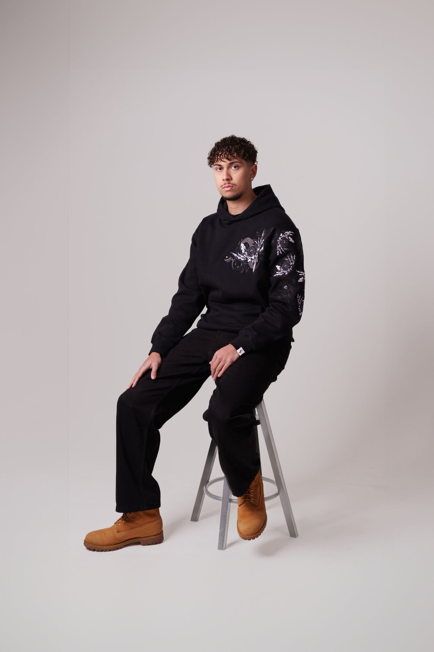 Black Mamba Embroidered Heavy Hoodie