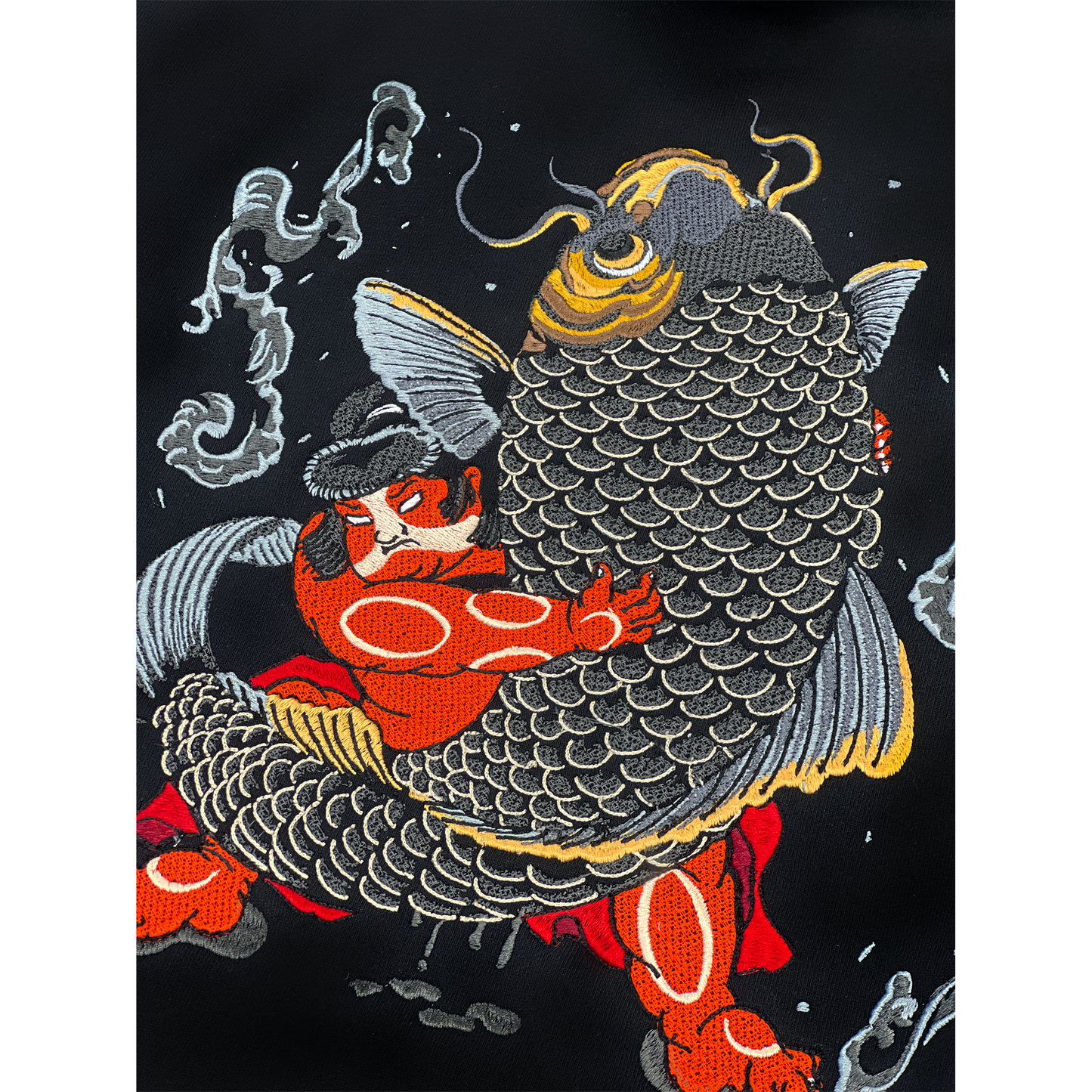Kintaro vs Great Carp Embroidered Heavy Hoodie