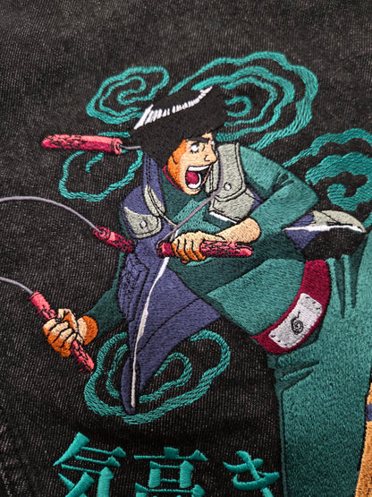Might Guy Embroidered Boxy Denim Jacket |  Naruto Shippuden