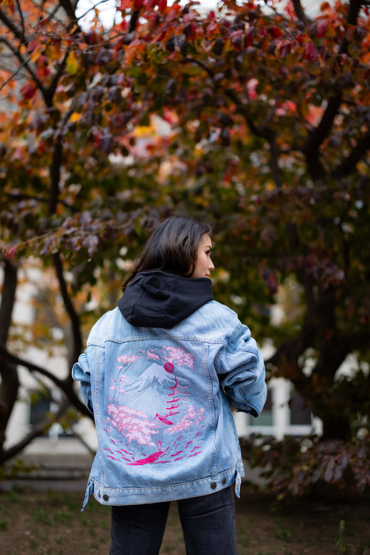 Mount Fuji Embroidered Heavy Denim Jacket