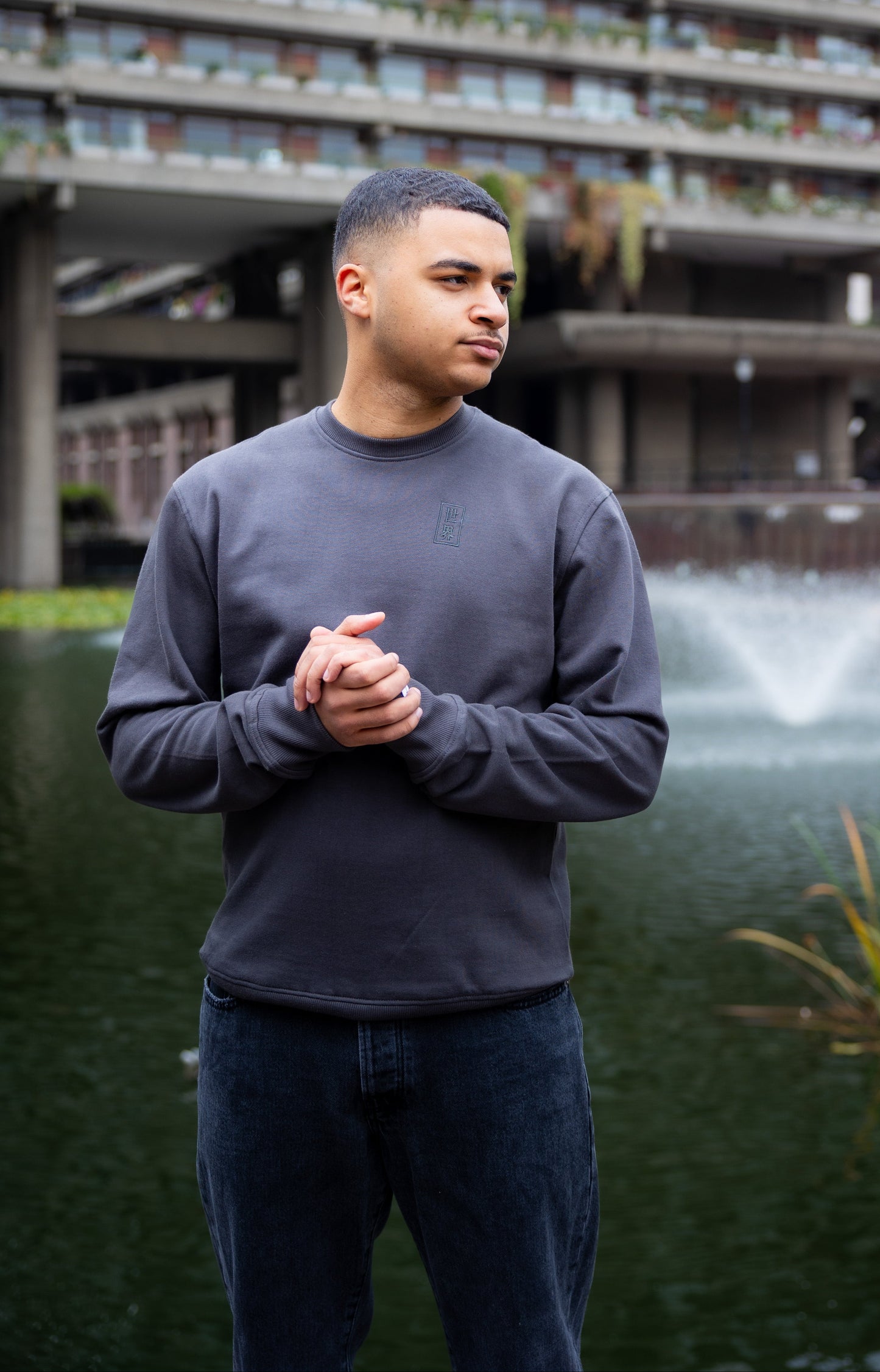 Tiger In The Water Shadow Black Sweater