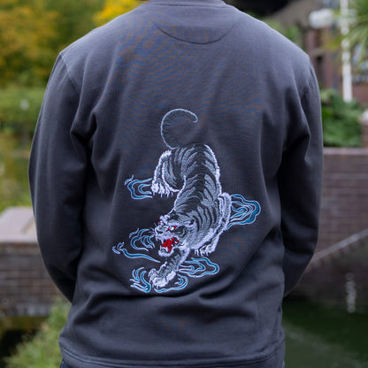Tiger In The Water Shadow Black Sweater