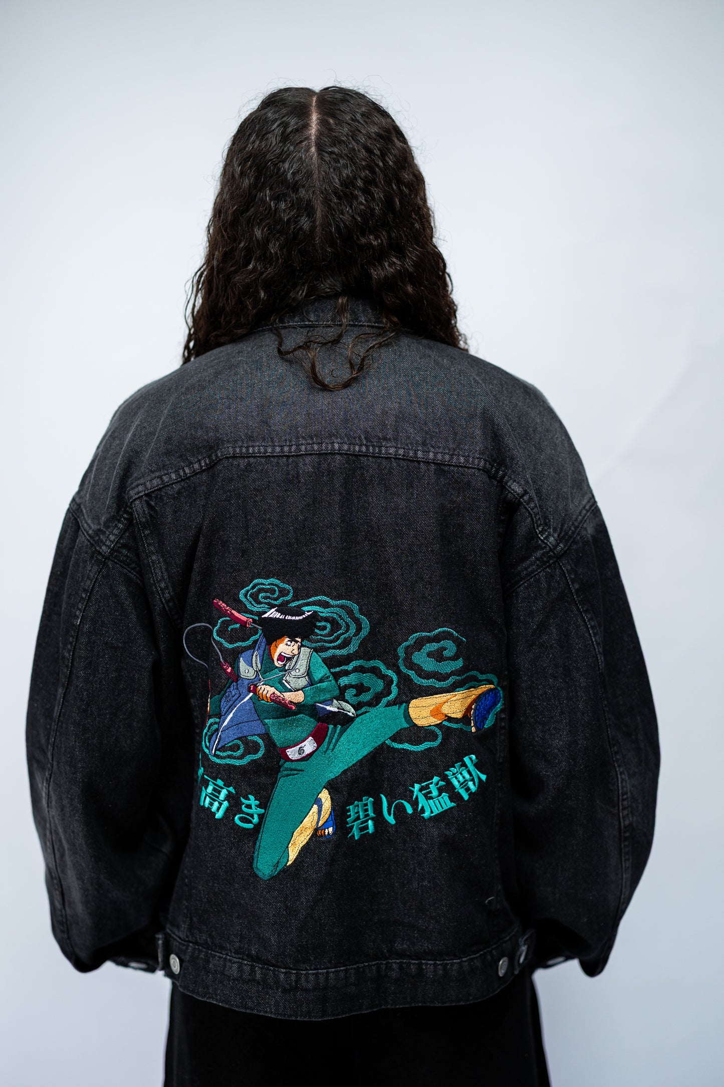 Might Guy Embroidered Boxy Denim Jacket |  Naruto Shippuden