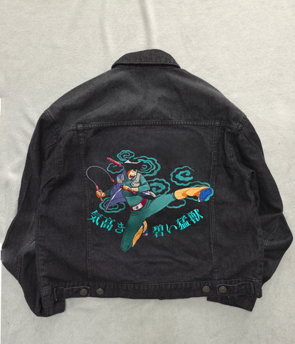 Might Guy Embroidered Boxy Denim Jacket |  Naruto Shippuden