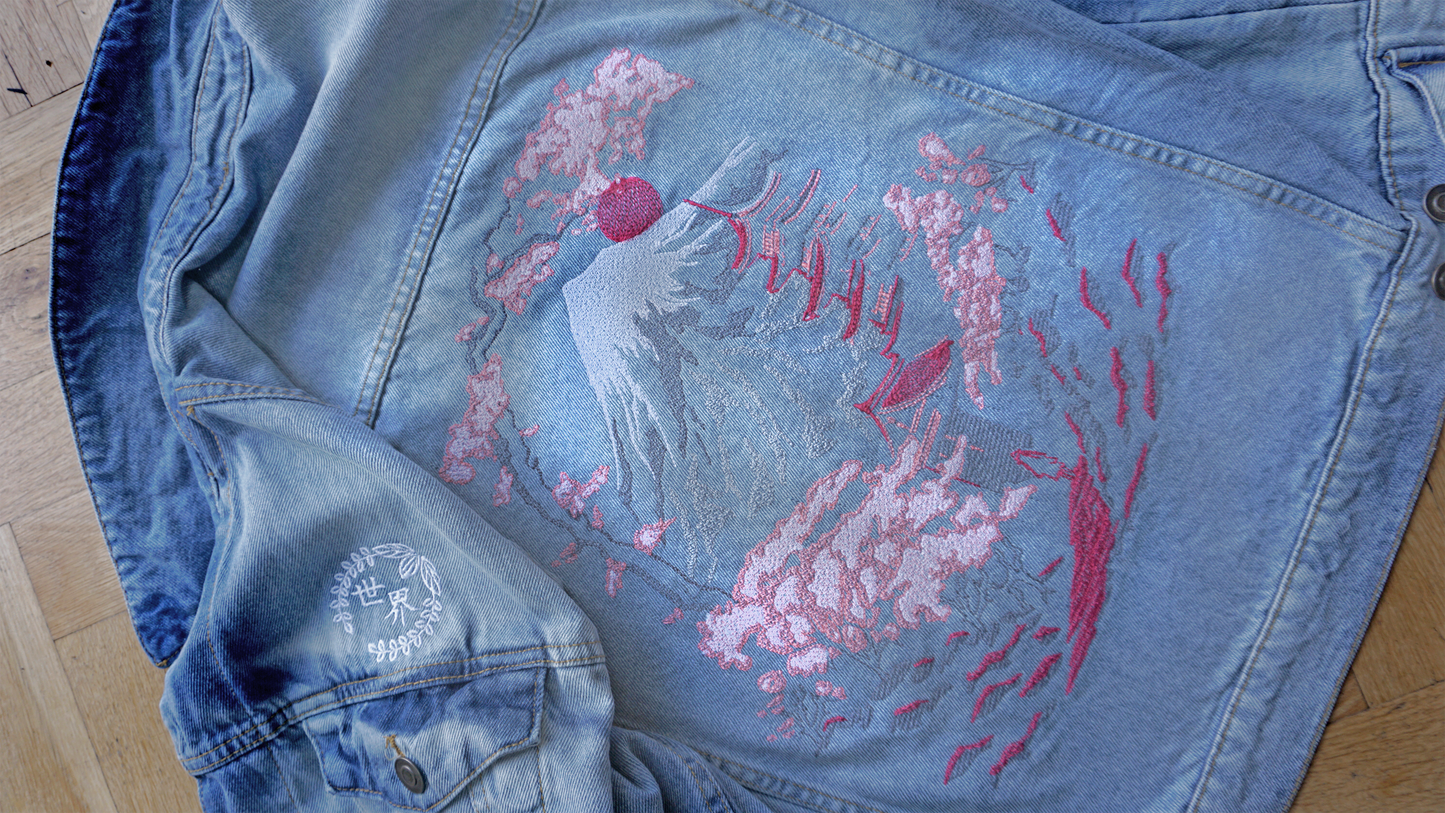 Mount Fuji Embroidered Heavy Denim Jacket